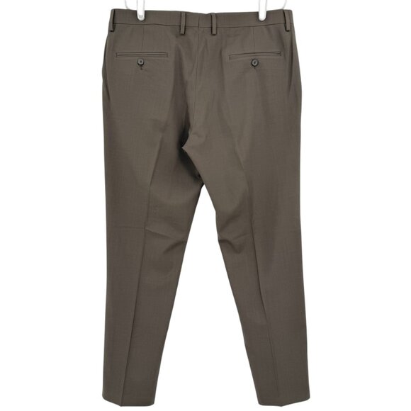 Haggar Men's Premium Comfort Slim Fit Flat Front Brown Dress Pant Size 38x30 - Picture 2 of 11